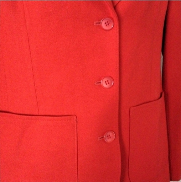 Vintage Pendleton Bright Red Button Up Virgin Wool Women's Blazer Jacket, USA - Picture 4 of 10